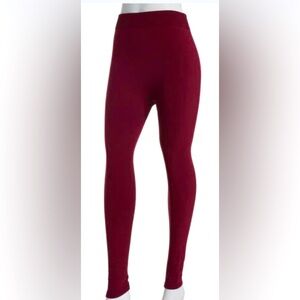 NWT PINK ROSE COZY FLEECE LEGGINGS. Color: Brandywine (Burgundy), Size: Large